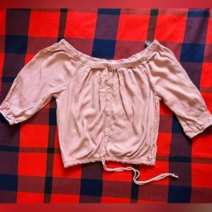 Pink Long Sleeve Top with button detail in front. Good fabric quality